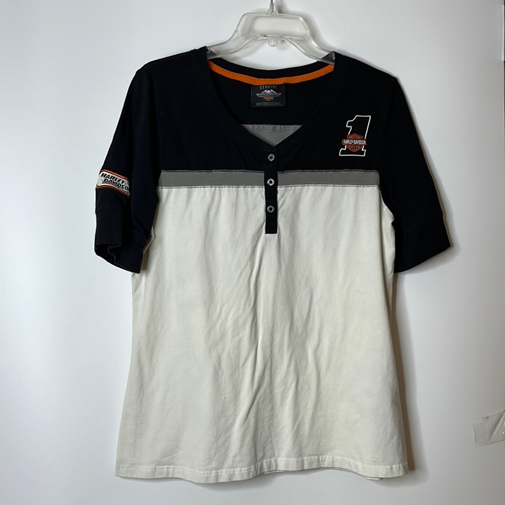 Genuine Harley Davidson Motorcycle Mens Partial Button Up Short Sleeve Shirt Med
